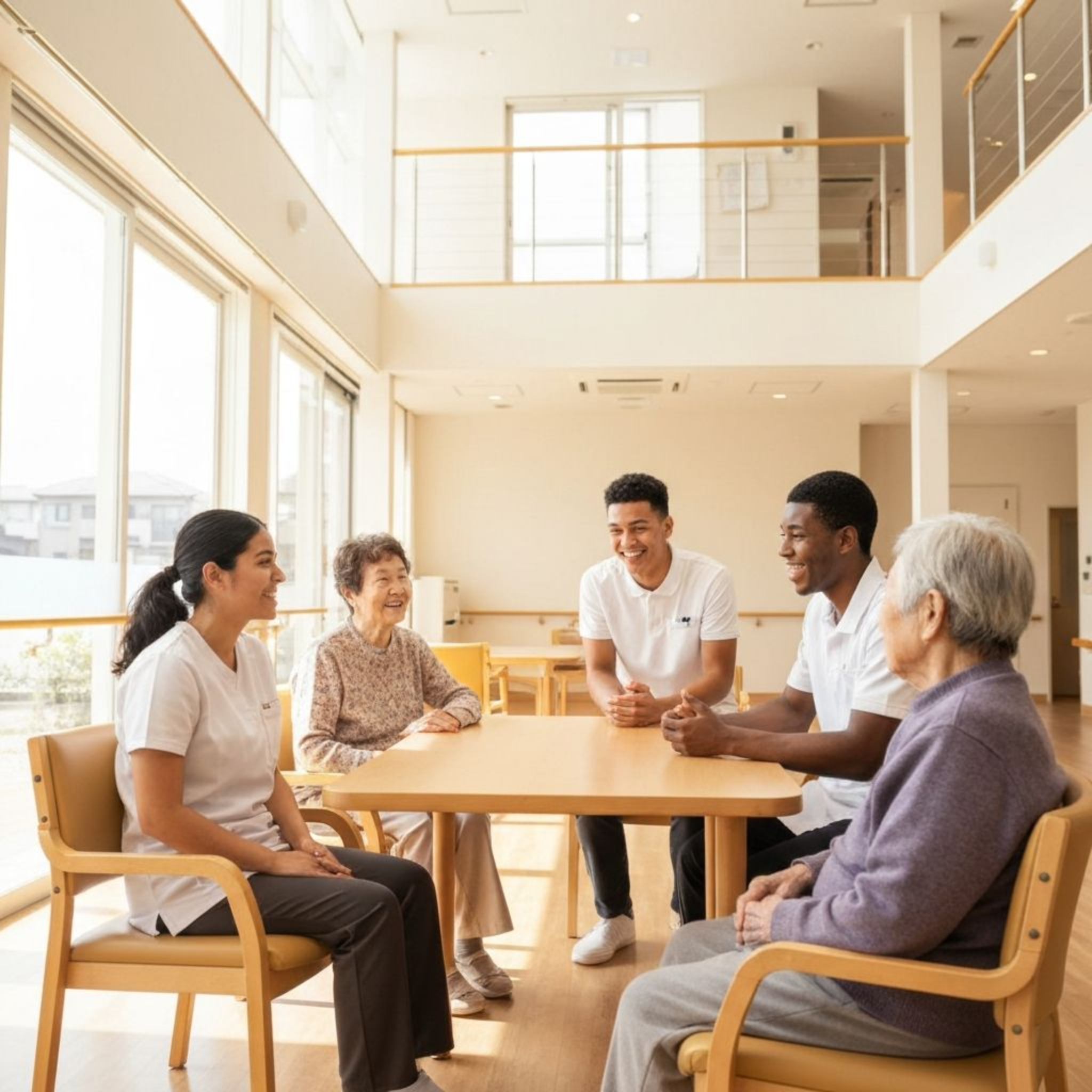 明るく協力的な介護の職場